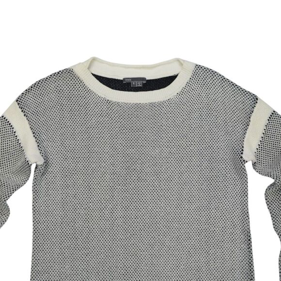 Vince Cotton Knit Boatneck Sweater Long Sleeve Neutral Size Small - Picture 5 of 6